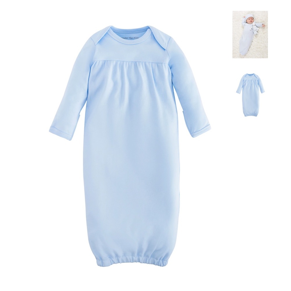 Under the Nile Unisex Gown- 0-3M- Pale Blue